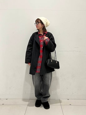 「SMELLY（スメリー）のシャギービーニー（ニットキャップ/ビーニー）」を使った、kiさん（レディース・154cm）の冬コーディネート