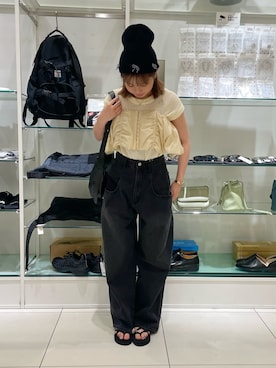 「150cm台コーデ」｜「アイテム（ニットキャップ/ビーニー）」を使った、kiさん（レディース・154cm）の夏コーディネート