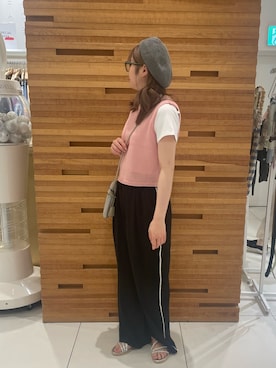 「アイテム（ハンチング/ベレー帽）」を使った、kiさん（レディース・154cm）の春コーディネート