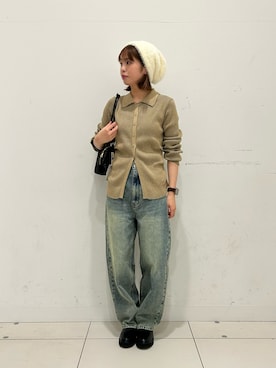 「SMELLY（スメリー）のシャギービーニー（ニットキャップ/ビーニー）」を使った、kiさん（レディース・154cm）の秋コーディネート