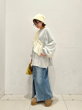 「SMELLY（スメリー）のシャギービーニー（ニットキャップ/ビーニー）」を使った、kiさん（レディース・154cm）の秋コーディネート