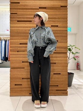 「SMELLY（スメリー）のシャギービーニー（ニットキャップ/ビーニー）」を使った、kiさん（レディース・154cm）の秋コーディネート