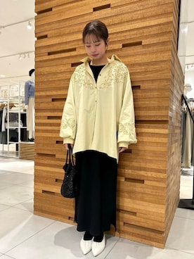 「ブラウスが主役の春コーデ」｜「アイテム（ワンピース/ドレス）」を使った、kiさん（レディース・154cm）の春コーディネート