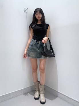 「アイテム（デニムスカート）」を使った、mnqiinさん（レディース・167cm）の夏コーディネート