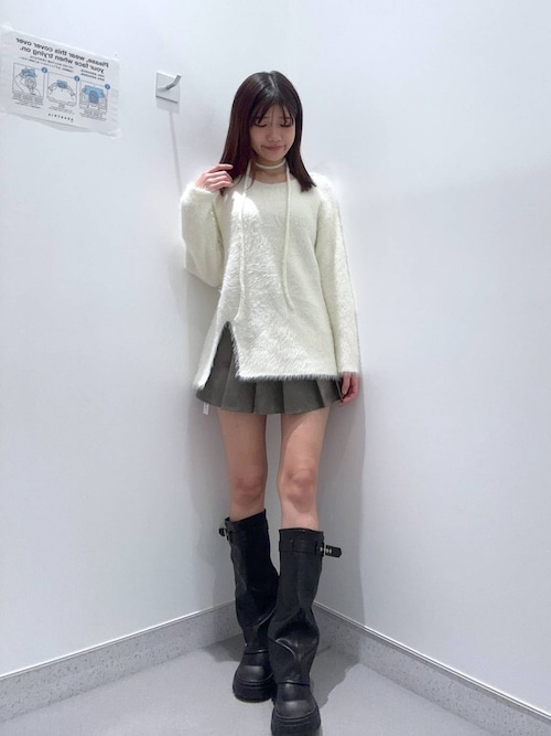 セール】【2024FW】ダブルベルトフェイクレザーミニスカート