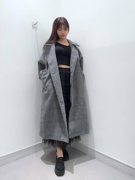 「アイテム（チェスターコート）」を使った、mnqiinさん（レディース・167cm）の秋コーディネート