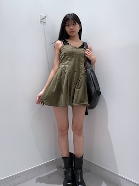 「バッグ」｜「アイテム（ワンピース/ドレス）」を使った、mnqiinさん（レディース・167cm）の夏コーディネート