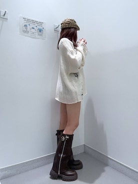「アイテム（ハンチング/ベレー帽、その他）」を使った、mnqiinさん（レディース・167cm）の冬コーディネート