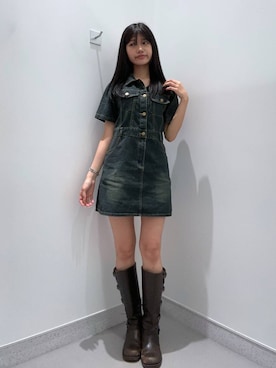 「アイテム（ブーツ）」を使った、mnqiinさん（レディース・167cm）の夏コーディネート