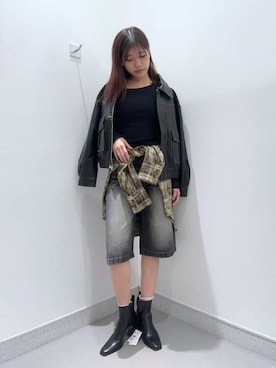「FOREVER 21」｜「アイテム（MA-1）」を使った、mnqiinさん（レディース・167cm）の冬コーディネート