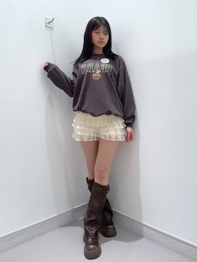 「FOREVER 21（フォーエバー トゥエンティーワン）のアイテム（スウェット）」を使った、mnqiinさん（レディース・167cm）の冬コーディネート