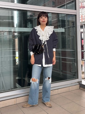 「URBAN RESEARCH（アーバンリサーチ）のCHRISTIAN VILLA　エナメルカーフレザーショルダーバッグ（ショルダーバッグ）」を使った、sakurako0406さん（レディース・160cm）の秋コーディネート