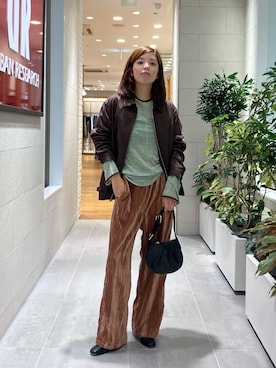 「アイテム（その他アウター、ブラウン系）」を使った、sakurako0406さん（レディース・160cm）の秋コーディネート