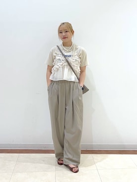「LOWRYS FARM（ローリーズファーム）のパールタレンネックレス　249411（ネックレス）」を使った、tsukiさん（レディース・167cm・20代）の夏コーディネート