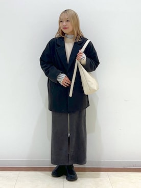 「LOWRYS FARM」｜「アイテム（チェスターコート）」を使った、tsukiさん（レディース・167cm）の冬コーディネート