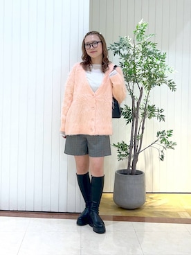 「LOWRYS FARM（ローリーズファーム）のシャギーロングＶカーディガン　595935（カーディガン/ボレロ）」を使った、tsukiさん（レディース・167cm）の秋コーディネート