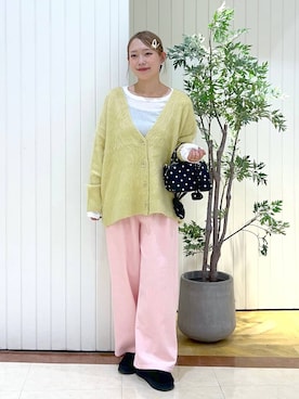 「LOWRYS FARM（ローリーズファーム）のシャギーロングＶカーディガン　595935（カーディガン/ボレロ）」を使った、tsukiさん（レディース・167cm）の秋コーディネート