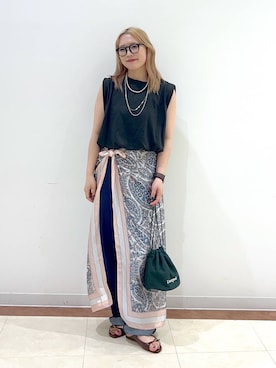 「アイテム（バンダナ/スカーフ）」を使った、tsukiさん（レディース・167cm）の夏コーディネート