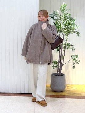 「アイテム（その他アウター、ホワイト系）」を使った、tsukiさん（レディース・167cm）の冬コーディネート