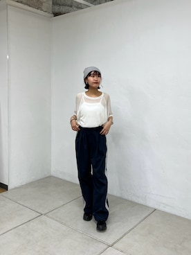 「COLONY 2139（コロニートゥーワンスリーナイン）のアイテム（ニットキャップ/ビーニー）」を使った、momokaさん（レディース・160cm）の夏コーディネート