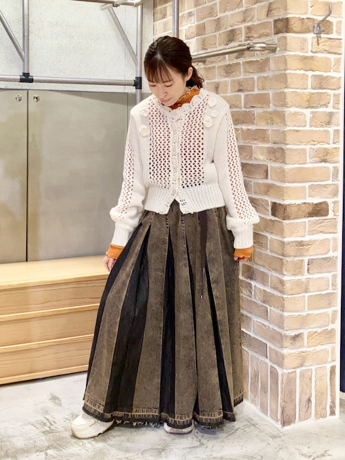 DOUBLE NAME（ダブルネーム） デニムスカート ケミカルオーバーダイ