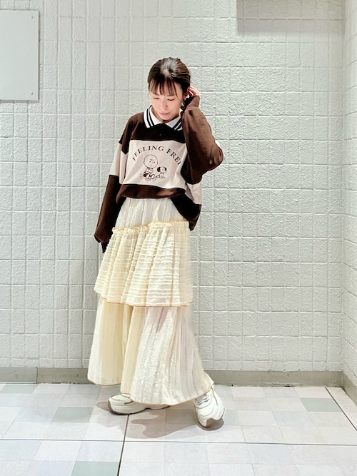 フリンジストライプティアードスカート（スカート）｜DOUBLE NAME