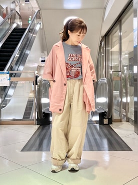 「DOUBLE NAME（ダブルネーム）のアイテム（その他アウター）」を使った、＊Sa.さん（レディース・147cm）の春コーディネート