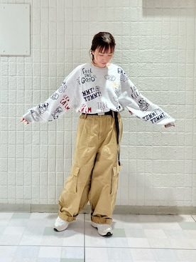 「アイテム（カーゴパンツ）」を使った、＊Sa.さん（レディース・147cm）の秋コーディネート