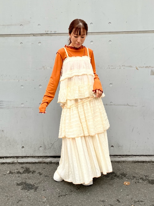 フリンジストライプティアードスカート（スカート）｜DOUBLE NAME