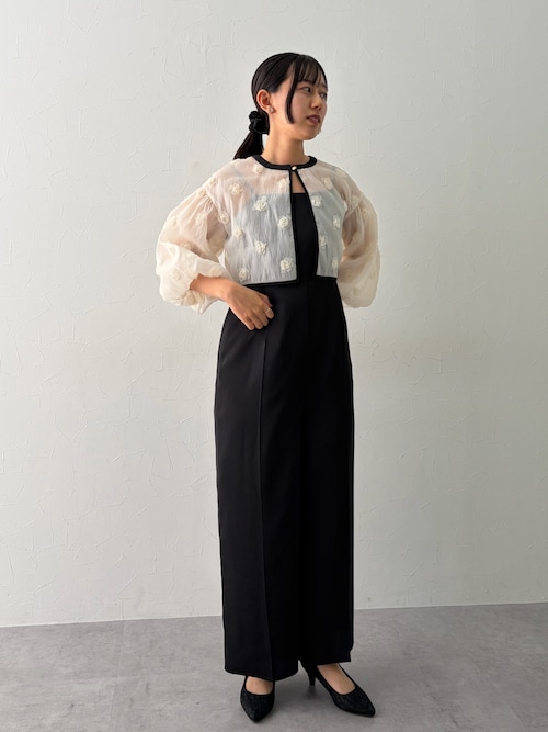 セール】【2点セットアイテム】2wayフラワーモチーフボレロ