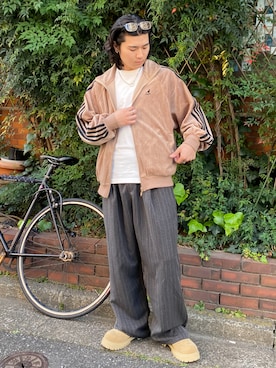 「アイテム（ジャージ）」を使った、TEEMSTOREさん（メンズ・175cm）の冬コーディネート