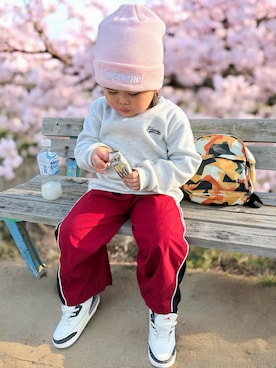 「Supreme （シュプリーム）のアイテム（帽子）」を使った、ymt0614さん（キッズ・100cm）の春コーディネート