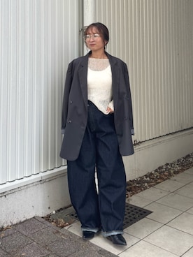 「Ungrid（アングリッド）のアイテム（メガネ）」を使った、阿部いろはさん（レディース・148cm）の秋コーディネート