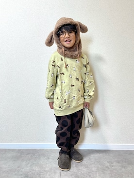 「アイテム（ネックウォーマー/スヌード）」を使った、mocchirhさん（キッズ・100cm）の秋コーディネート