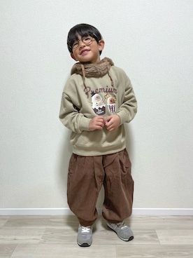 「アイテム（ネックウォーマー/スヌード）」を使った、mocchirhさん（キッズ・100cm）の冬コーディネート
