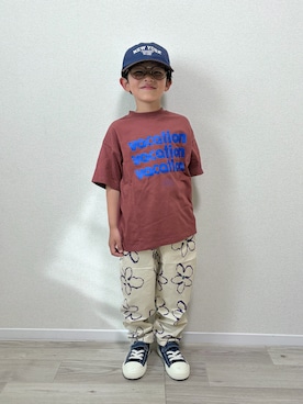 「GU（ジーユー）のアイテム（帽子）」を使った、mocchirhさん（キッズ・110cm）の春コーディネート