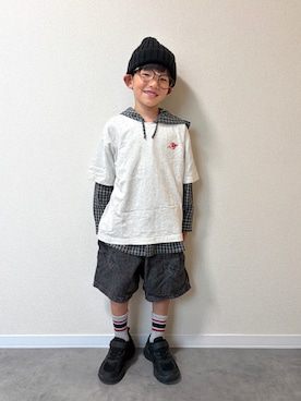 「and D. petit main（アンドディープティマイン）のアイテム」を使った、mocchirhさん（キッズ・110cm）の秋コーディネート
