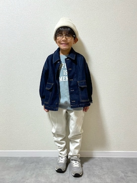 「アイテム（デニムジャケット）」を使った、mocchirhさん（キッズ・100cm）の秋コーディネート