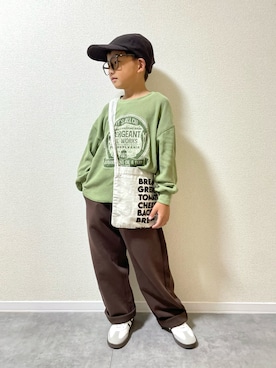 「CIAOPANIC TYPY（チャオパニックティピー）の【WEB限定】【KIDS】【プチプラ】プリントリブ長袖カットソー（Tシャツ/カットソー）」を使った、mocchirhさん（キッズ・100cm）の秋コーディネート