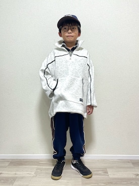 「アイテム（キャップ）」を使った、mocchirhさん（キッズ・127cm）の冬コーディネート