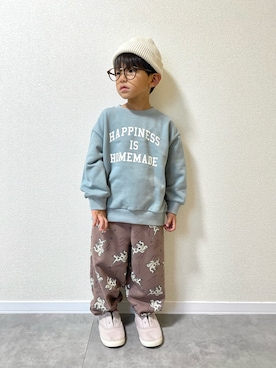 「アイテム（スウェットパンツ）」を使った、mocchirhさん（キッズ・100cm）の秋コーディネート