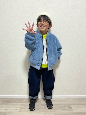 「アイテム（MA-1）」を使った、mocchirhさん（キッズ・100cm）の冬コーディネート