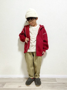 「アイテム（サンダル）」を使った、mocchirhさん（キッズ・100cm）の秋コーディネート