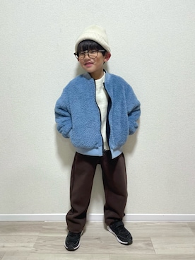 「and D. petit main（アンドディープティマイン）のアイテム」を使った、mocchirhさん（キッズ・110cm）の冬コーディネート