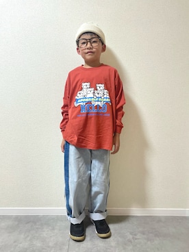 「アイテム（ニットキャップ/ビーニー）」を使った、mocchirhさん（キッズ・127cm）の秋コーディネート