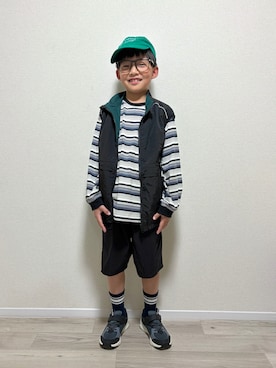 「CIAOPANIC TYPY（チャオパニックティピー）のアイテム（帽子）」を使った、mocchirhさん（キッズ・129cm）の春コーディネート