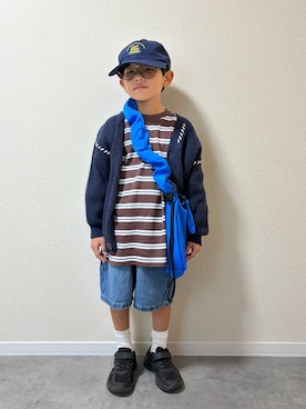 「GLOBAL WORK（グローバルワーク）のアイテム（キャップ）」を使った、mocchirhさん（キッズ・110cm）の秋コーディネート