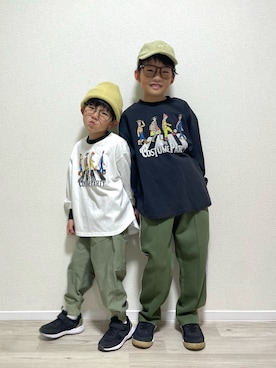 「MAKE YOUR DAY（メイクユアデイ）のアイテム」を使った、mocchirhさん（キッズ・110cm）の冬コーディネート