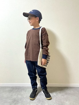「アイテム（ショルダーバッグ）」を使った、mocchirhさん（キッズ・127cm）の秋コーディネート