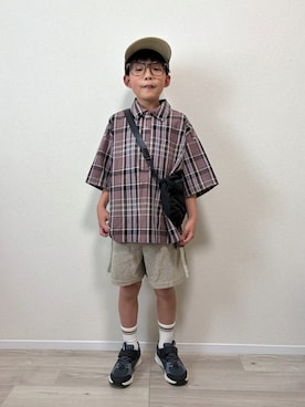 「アイテム（キャップ）」を使った、mocchirhさん（キッズ・130cm）の春コーディネート